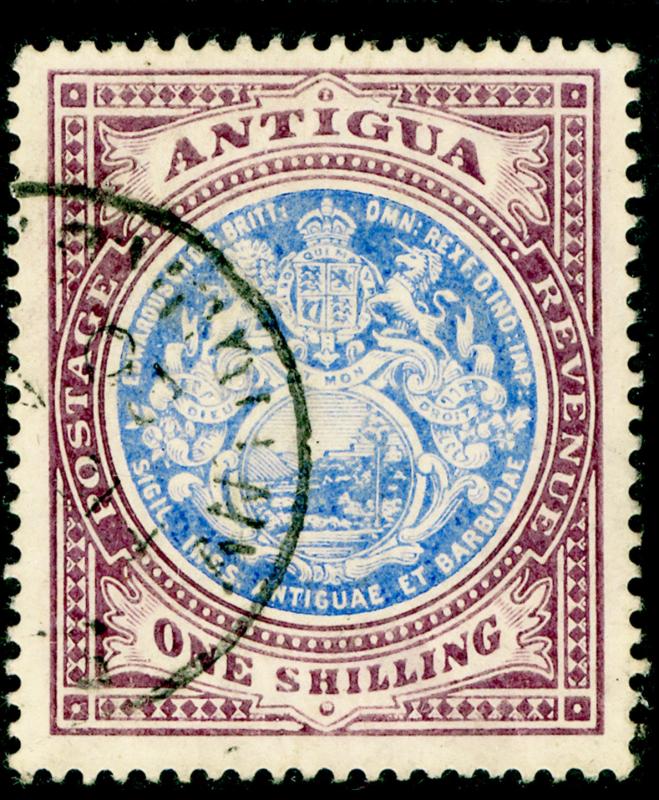 ANTIGUA SG49, 1s blue & dull purple, FINE USED, CDS. Cat £70. WMK CA