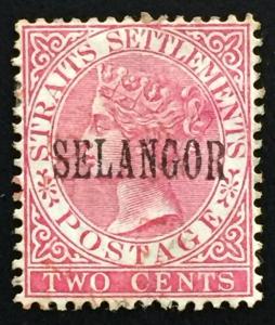 Malaya Selangor opt Straits Settlements QV 1885-91 2c Fine Used SG#33 M2216