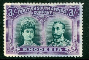 Rhodesia 1910 3' Double Head QV Scott #114 Mint G166