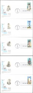 #2470-74 Lighthouses Aristocrat FDC Set