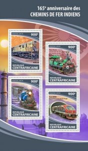 Central Africa - 2018 Indian Railways - 4 Stamp Sheet - CA18111a