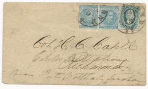 CSA Scott #11 on Cover Richmond, VA Overpaid Drop Letter #7 Paid FWD Military