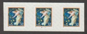 U.S. Scott #3018 Christmas Angel Stamp - Mint NH Plate Number Coil Strip of 3