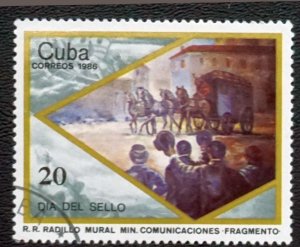 CUBA Sc# 2860 STAMP DAY philately collecting mail 20c 1986 used cto