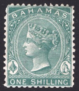 Bahamas 1865 1s Green Wmk CC PERF12.5 SG 38 Scott 15 LMM/MLH Cat £2,750($3,600)