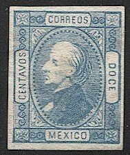 MEXICO 1872  Sc 94 12c Hidalgo Unused without District name, 24mm high