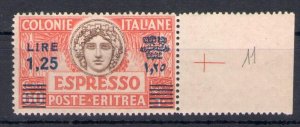 1935-37 Eritrea, Espresso no. 11 - Excellent centering - MNH** signed Raybaudi