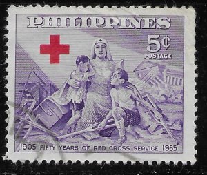 Philippines  Red Cross. used. 50 years of Red Cross 1905-1955