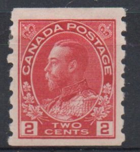 Canada Sc 127 1912 2 c carmine G V Admiral coil stamp mint
