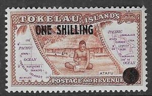 TOKELAU ISLANDS SG5 1956 1/- SURCHARGE MNH