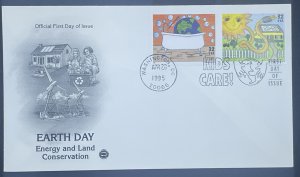 Scott 2951-2954  FDC  Earth Day  (4 issues, 2 covers)  CPS Cachet