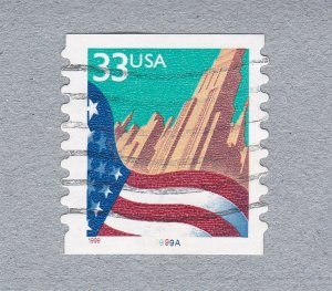 Used PNC1 33c Flag SA 9999A US #3281 Small Date