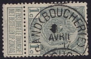 Belgium - 1c 1907 - Scott #82 - GAND (BOUCHERIE) cds