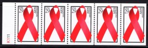 2806b MNH AIDS Awareness never folded booklet pane