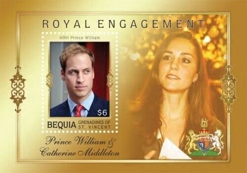 Bequia 2010 - Prince William and Kate Middleton - Souvenir Stamp Sheet - MNH