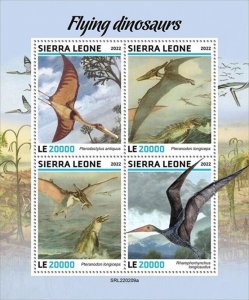 Sierra Leone - 2022 Flying Dinosaurs, Pteranodon - 4 Stamp Sheet - SRL220209a
