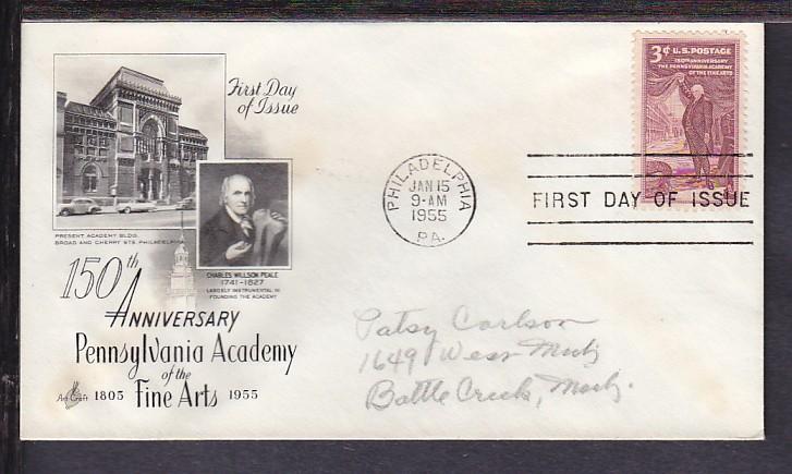 US Academy of Fine Arts 1955 Artcraft Pencil FDC BIN