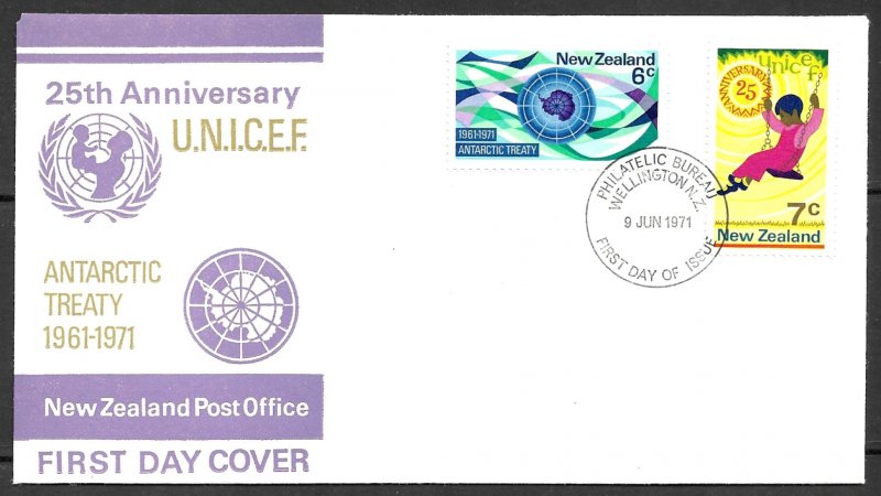 NEW ZEALAND 1971 ANTARCTICA and UNICEF Issues Sc 476-477 FDC