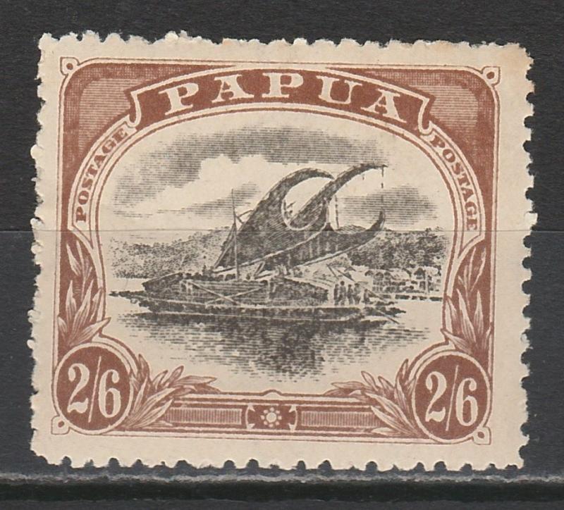 PAPUA 1910 LAKATOI 2/6 LARGE PAPUA WMK UPRIGHT TYPE C PERF 12.5 