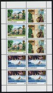 Guernsey 373b Sheet MNH Architecture, Beach, Hostel of St John