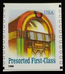 1997 25c Juke Box, self-adhesive, Imperforate Coil Scott 3132 Mint F/VF NH