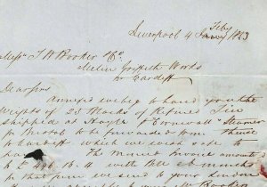 GB WALES MARITIME Cover Liverpool Letter *Cornwall Steamer* 1853 Cardiff MS1837 