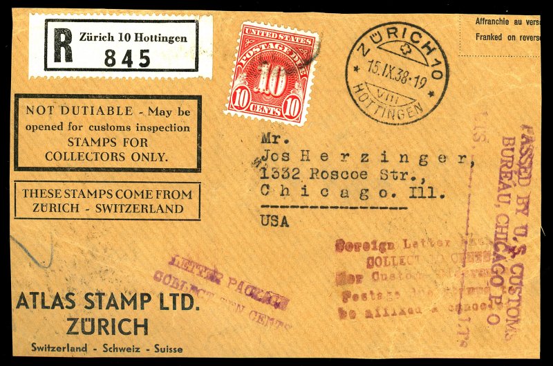 U.S. #J84 USED ON COVER