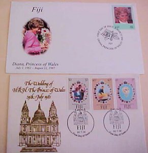 FIJI FDC 3 DIFF. 1977-1981 & 2 PRINCESS FDC 1981 CACHET UNADDRESSED