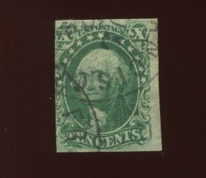 15 Washington Imperf Used Stamp (Stock 15 A1) **DOUBLE TRANSFER VAR** *SEE PICS*