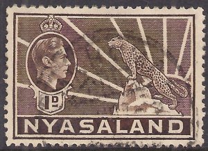 Nyasaland 1938 - 44 KGV1 1d Brown used SG 131 ( M31 )