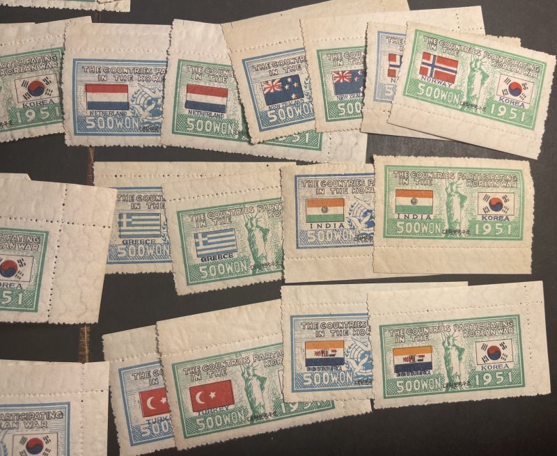 KOREA # 132-173 &154a-155a--MINT/NH-COMPLETE SET (44 STAMPS)--FLAGS --1951