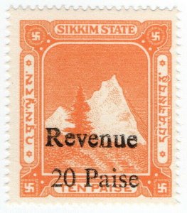 (I.B) India (Princely State) Revenue : Sikkim Duty 20p on 10p OP
