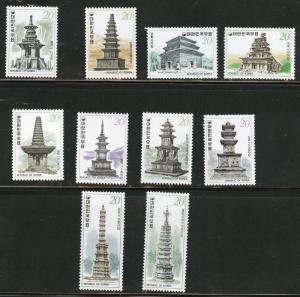 Korea Scott 1119-1128 MNH** 1978 Pagoda set CV$7.25