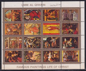 Umm Al Qiwain Sc N/L Various Animals Insects Christ Art Stamp 5 MS of 16 CTO NH
