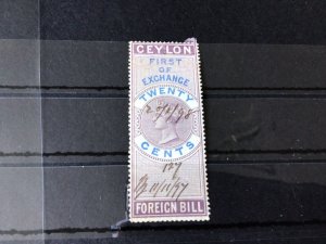 Ceylon Queen Victoria Foreign Bill Stamp Ref 56459