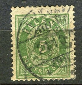 ICELAND; 1870s early classic issue used Shade of 5aur. value