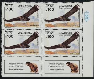 Israel 896-9 BR Blocks MNH Birds of Prey, Eagle, Vulture, Falcon