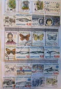 24 ass't Greenland Modern Commens & Pictorials Used stamps