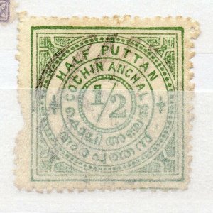 India Cochin 1898 Early Issue Fine Used 1/2p. NW-15657