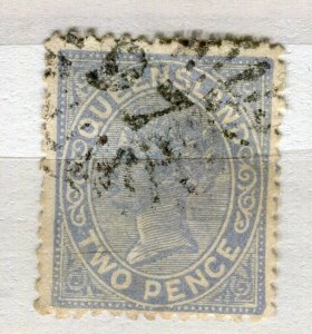 QUEENSLAND; 1890s early classic QV issue fine used Shade of 2d. value