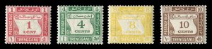 Malayan States - Trengganu #J1-4 Cat$184.50, 1937 Postage Dues, 1c-10c, compl...