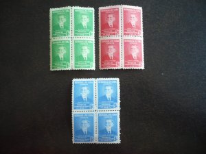 Stamps - Cuba - Scott# 438-440 - Mint Hinged Set of 3 Stamps in Blocks of 4