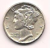 1945 Mercury Dime, Uncirculated.