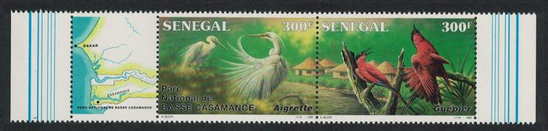 Senegal Birds Egrets Bee eaters Basse Casamance National Park strip of 2v