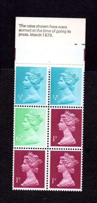 10p BOOKLET MARCH 1976 WITH LAVENDER OMITTED FROM COVER Cat £100