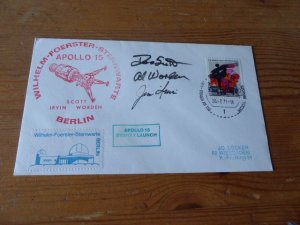 1971 Space Germany Cover with Apollo 15 astronauts preprint autographs