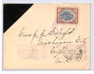 GUATEMALA Unusual MOURNING 50c Cover 1908 Michigan USA {samwells-covers}PH337