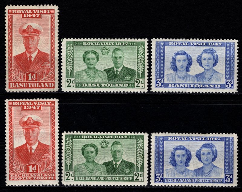 Basutoland, Bechuanaland 1947 Royal Visit, Part Sets to 3d [Unused]