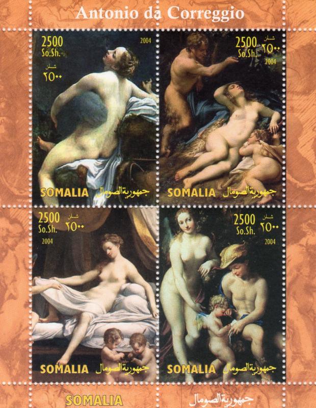 Somalia 2004 Antonio da Corregio Famous Paintings Sheetlet (4) perforated MNH