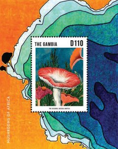 Gambia 2013 - Mushrooms - Souvenir stamp sheet - Scott #3529 - MNH